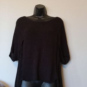 L'Amour Nanette Lepore Distressed Black Oversized Sweater Size L